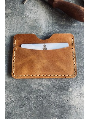 Pepuza Hakiki Deri Slim Kartlık - Camel