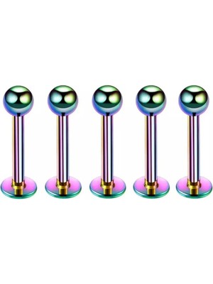 Jaida Moda Unisex Çelik Hologram 5li Set Tragus Helix Piercing