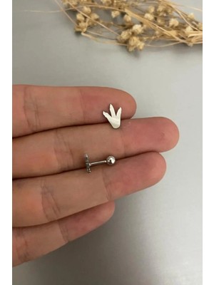Jaida Moda Unisex Gümüş Cerrahi Çelik Ayak Izi Figürlü Tragus Helix Piercing