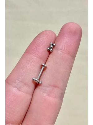 Jaida Moda 316L Cerrahi Çelik Gri Beş Toplu Labret, Tragus, Kıkırdak, Helix Piercing