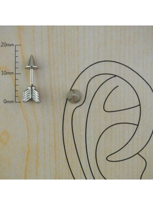 Jaida Moda Unisex Gümüş Cerrahi Çelik Ok Kulak-Kıkırdak-Helix Piercing
