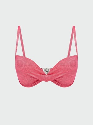 DeFacto Pembe Parlak Görünümlü Dolgusuz Kadın Bikini Üst  (S6)