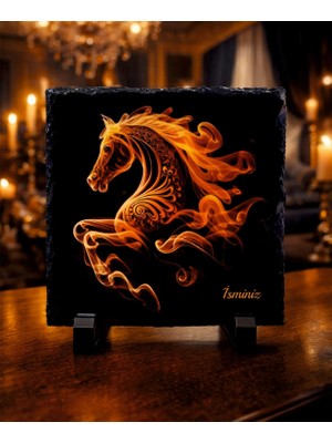 Kreax Ateş Atı Yılına Özel Dekoratif Doğal Taş Baskı Kişiye Özel