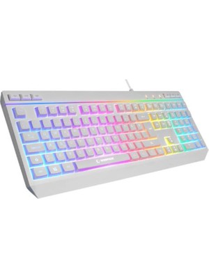 Stylmenplus Rampage KM-R57 Beyaz Rgb Aydınlatmalı Q Oyuncu Multmedia Klavye ve 12800 Dpi Mouse Gaming Set