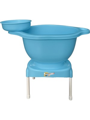 Feyza Design Renkli Plastik Mavi Curun, Hamam Tası ve Tabureli 3'lü Su Kovası Seti