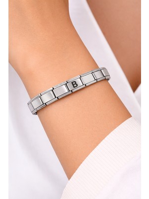 Toptan Bulurum Kişiye Özel B Harfli Çelik Bileklik – Paslanmaz Çelik Italyan Model Harfli Bilezik