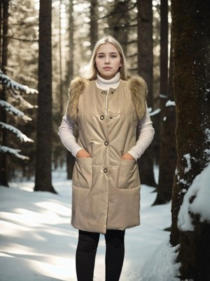 Glam Love Kolsuz Hakiki Deri Kürk - Krem