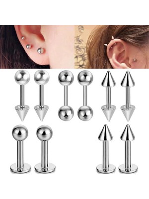 Jaida Moda Unisex 316L Cerrahi Çelik 10'lu Set Targus Helix Piercing