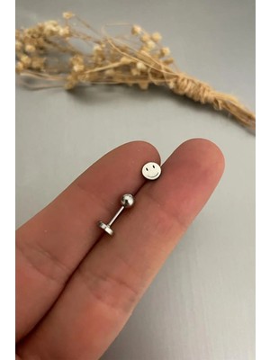 Jaida Moda Unisex Gümüş Renk Gülen Yüz Figürlü Tragus Helix Piercing