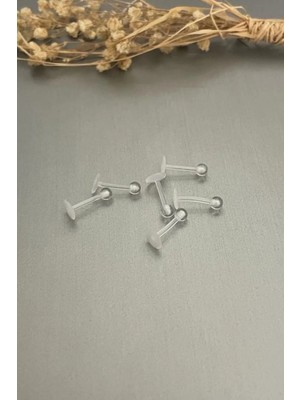 Jaida Moda Unisex Beyaz Bioplast 6’lı Piercing Seti – Tragus, Helix, Kıkırdak ve Lobe Uyumlu