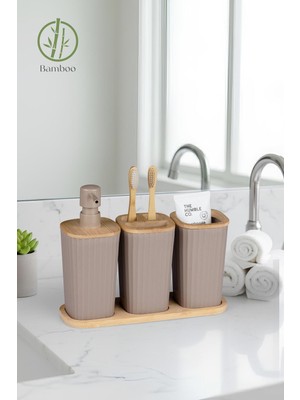 Feyza Design Bambu 3'lü Set Vizon, Şık ve Doğal Yaşam Tarzına Uygun Ürün