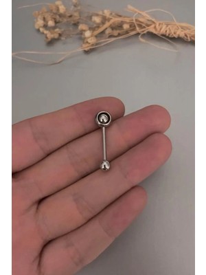 Jaida Moda Unisex Gümüş Renk Fırfır Toplu Dil Piercing