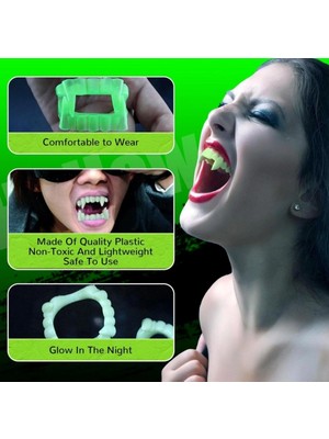 Ecoport Fosforlu Çift Damak Takma Vampir Dişi