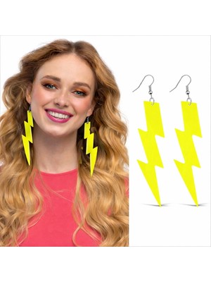 Pazarcan Neon Sarı Şimşek Küpe