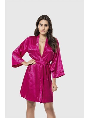 Liyuza Vişne Kısa Saten Sabahlık
