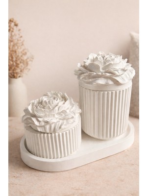 Feyza Design Beton Kulak Pamuğu ve Organizerli Banyo Seti, Şık ve Pratik Tasarım