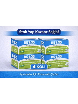 Bezos Z Katlamalı Dispenser Havlu 2 Katlı 20x22 cm %100 Selüloz 4 Koli Avantaj Paket
