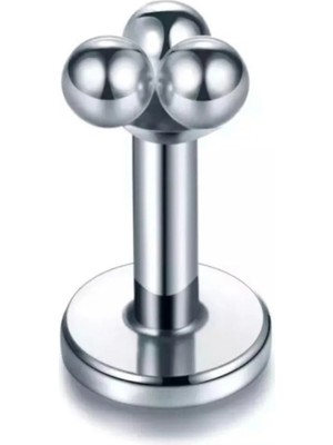 Jaida Moda Unisex Gri Paslanmaz Çelik Üç Toplu Mini Boy Tragus, Helix Piercing