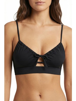 Penti Siyah Front Opening Bikini Üstü