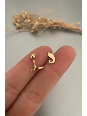 Jaida Moda 316L Cerrahi Çelik Gold Biber Figür Tragus, Kıkırdak, Helix 6mm Piercing