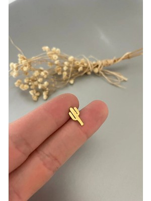 Jaida Moda 316L Cerrahi Çelik Gold Kaktüs Figürlü Tragus, Kıkırdak, Helix 6mm Piercing