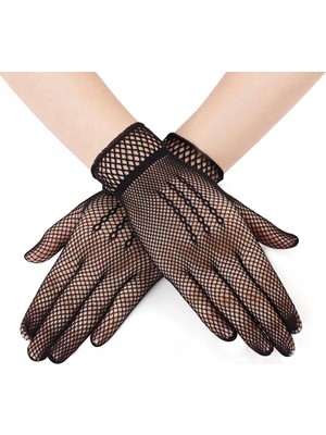 Ecoport Siyah Renk Likralı File Eldiven Parmaklı Örgü Eldiven Yetişkin Boy