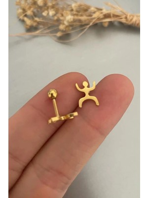 Jaida Moda 316L Cerrahi Çelik Gold Inti Figürlü Tragus, Kıkırdak, Helix 6mm Piercing