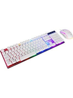 Freedom Storee Everest KM-198 Luminax Beyaz Gökkuşağı Aydınlatmalı Q Gaming Oyuncu Klavye + Mouse Set