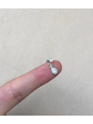 Jaida Moda Kadın Gümüş Ananas Figürlü Cerrahi Çelik Tragus Helix Piercing
