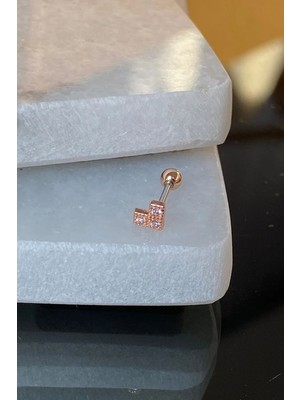 Jaida Moda Unisex 316L Cerrahi Çelik Köşeli Kalp Figür Tragus Helix piercing