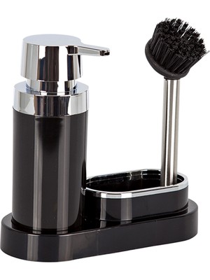 Feyza Design Pratik ve Şık Mutfak Sıvı Sabunluk ve Bulaşık Fırçası Seti, Siyah