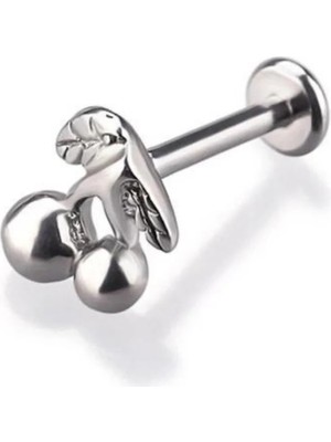 Jaida Moda Kadın Gümüş Kiraz Figürlü Tragus Helix Kıkırdak Piercing