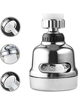 Feyza Design Krom 3 Fonksiyonlu Mutfak Lavabo Başlığı, 360° Döner Musluk Ucu