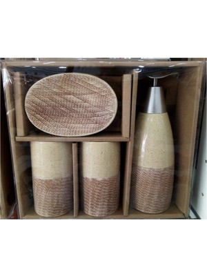 Feyza Design Şık 4'lü Seramik Banyo Seti, Modern ve Fonksiyonel Tasarım