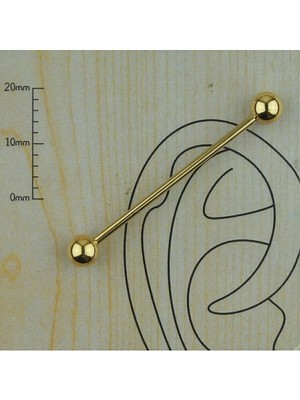 Jaida Moda Unisex Gold Cerrahi Çelik Industrial Köprü Piercing