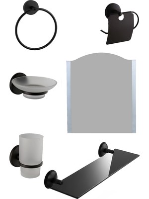 Tesitay Selvi 5 Li Ayna Seti Siyah Renk