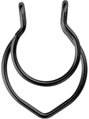 Jaida Moda Unisex Siyah Cerrahi Çelik Septum Halka Sahte Piercing