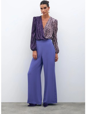Sateen Salaş Krep Pantolon - Mor