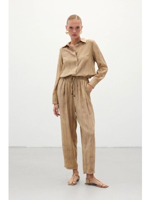 Batık Desenli  Pantolon - Camel