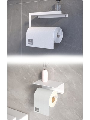 Feyza Design Paslanmaz Metal 2’li Set: Tuvalet Kağıtlık ve Havlu Askısı