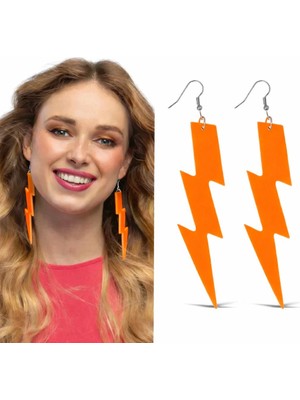 SHC4200 Neon Turuncu Şimşek Küpe