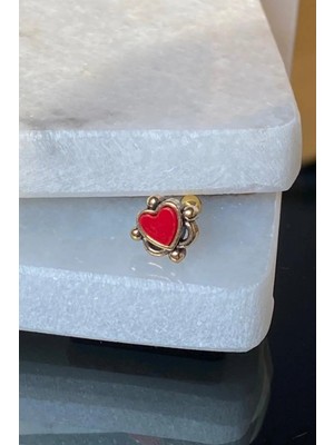 Jaida Moda Kadın 316L Cerrahi Çelik Kırmızı Kalp Figür Tragus Helix piercing