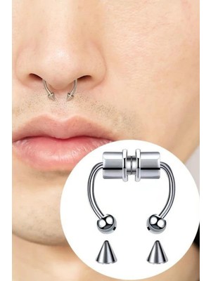 Jaida Moda Gri Mıknatıslı Fake Septum Piercing