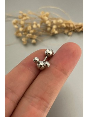 Jaida Moda Unisex Gri Figürlü Çelik Helix Kıkırdak Piercing