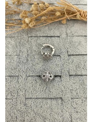 Jaida Moda Kadın Gri Cerrahi Çelik Yıldız Taşlı Halka Tragus Helix Piercing