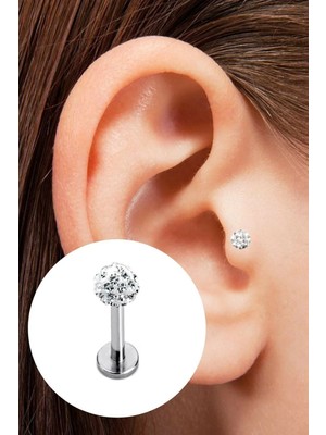 Jaida Moda 316L Cerrahi Çelik Kristal Taşlı Tragus Helix 8mm Piercing