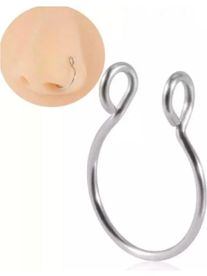 Jaida Moda Unisex Cerrahi Çelik Deliksiz Sıkıştırmalı Fake Hızma Piercing