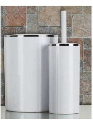 Feyza Design Primanova Lenox 2'li Çöp Kovası ve Klozet Fırçası Seti Beyaz