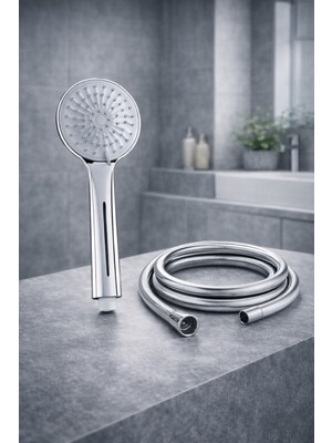 Feyza Design Yüksek Kalite Silikon 150CM Çok Fonksiyonlu Krom Kaplama Duş Seti