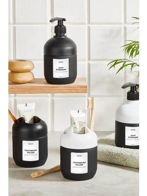 Feyza Design 2'li Cam Sıvı Sabun ve Diş Fırçalık Takımı, 450 Ml, Şık Banyo Seti